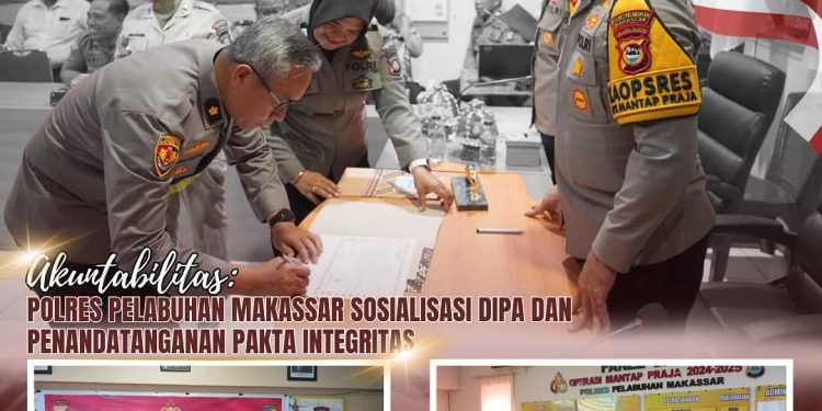 Akuntabilitas: Polres Pelabuhan Makassar Sosialisasi DIPA dan Penandatanganan Pakta Integritas