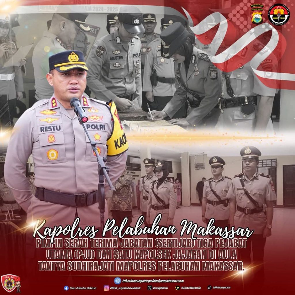 Kapolres Pelabuhan Makassar Pimpin Sertijab Kabag SDM, Kasat dan Kapolsek