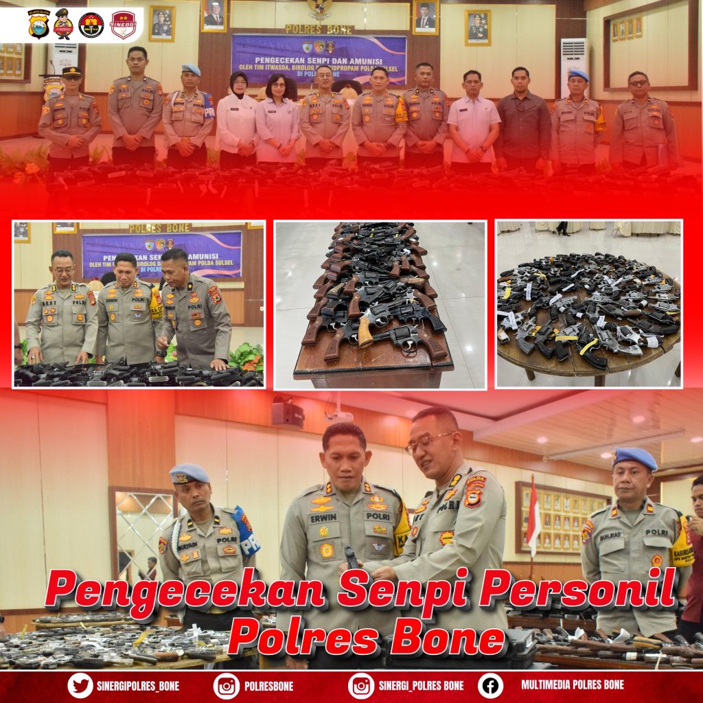 Kapolres Bone Dampingi Tim Gabungan Polda Sulsel Melakukan Pengecekan Senpi dan Amunisi