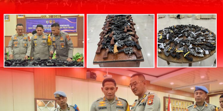 Kapolres Bone Dampingi Tim Gabungan Polda Sulsel Melakukan Pengecekan Senpi dan Amunisi