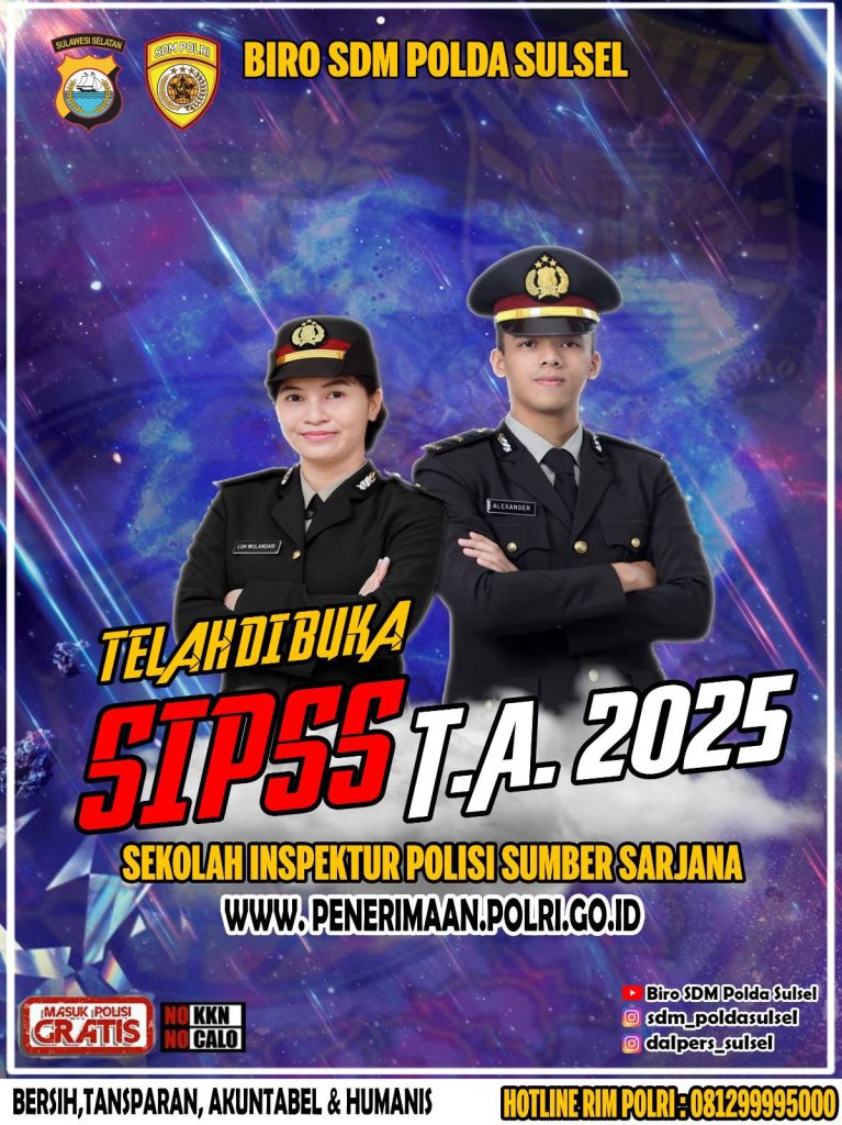 SDM Polres Luwu Umumkan Pendaftaran Sekolah Inspektur Polisi Sumber Sarjana Tahun 2025