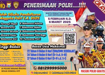 Polres Tana Toraja Buka Pendaftaran Akpol, Bintara Dan Tamtama Polri Hingga 6 Maret 2025
