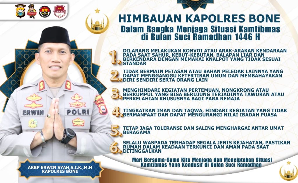Ini 6 Poin Himbauan Kapolres Bone Untuk Masyarakat Selama Bulan Suci Ramadhan