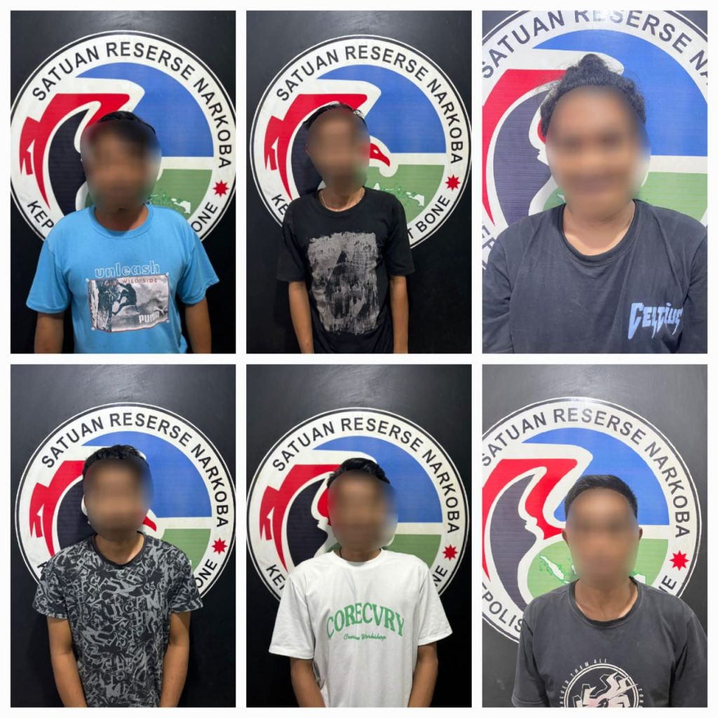 Personel Satres Narkoba Polres Bone Amankan 6 Pelaku Penyalahgunaan Sabu, 2 Dalam Pengejaran