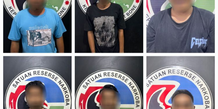 Personel Satres Narkoba Polres Bone Amankan 6 Pelaku Penyalahgunaan Sabu, 2 Dalam Pengejaran
