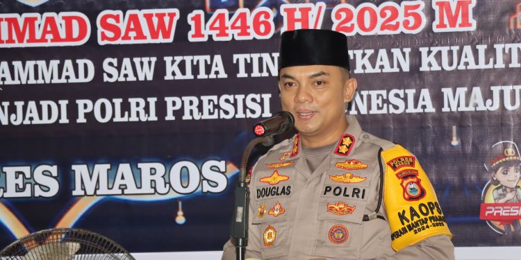 Polres Maros Gelar Peringatan Isra Mi’Raj, AKBP Douglas :  Momentum Meningkatkan Kualitas Kinerja
