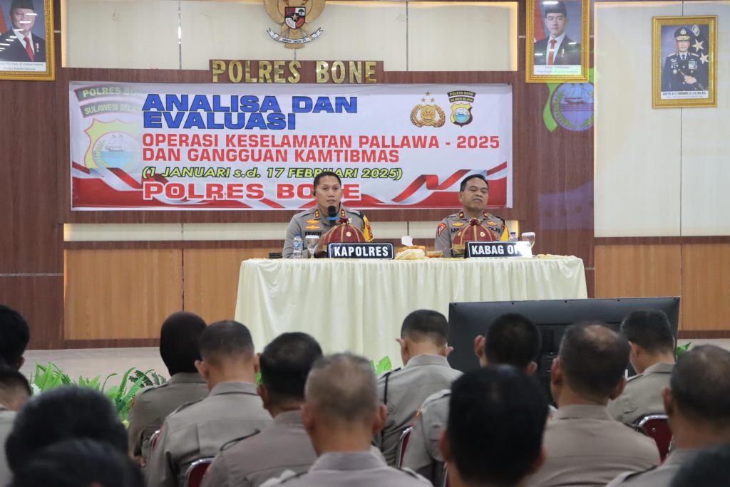 Untuk Mengukur Capaian Kinerja, Kapolres Bone Pimpin Anev Gangguan Kamtibmas dan Ops Keselamatan