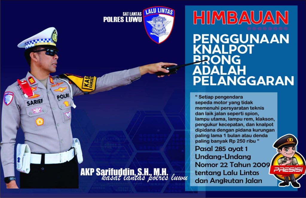Satlantas Polres Luwu Akan Tindak Pengguna Knalpot Brong