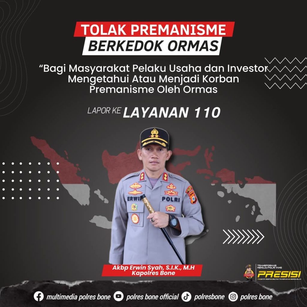 Kapolres Bone Akan Menindak Tegas Pelaku Premanisme Berkedok Organisasi Masyarakat