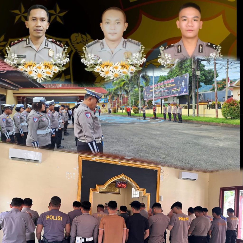 Kapolres Tator Gelar Doa Bersama dan Sholat Gaib Untuk 3 Anggota Polri Yang Gugur Dalam Tugas