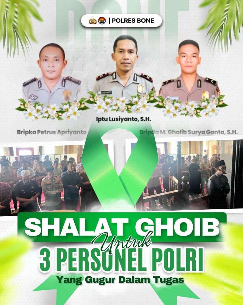 Polres Bone Gelar Shalat Ghoib Untuk 3 Personel Polri yang Gugur Dalam Tugas