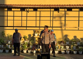 Kapolres Gowa Pimpin Apel Pengecekan Personel Sebelum Laksanakan Strong Point