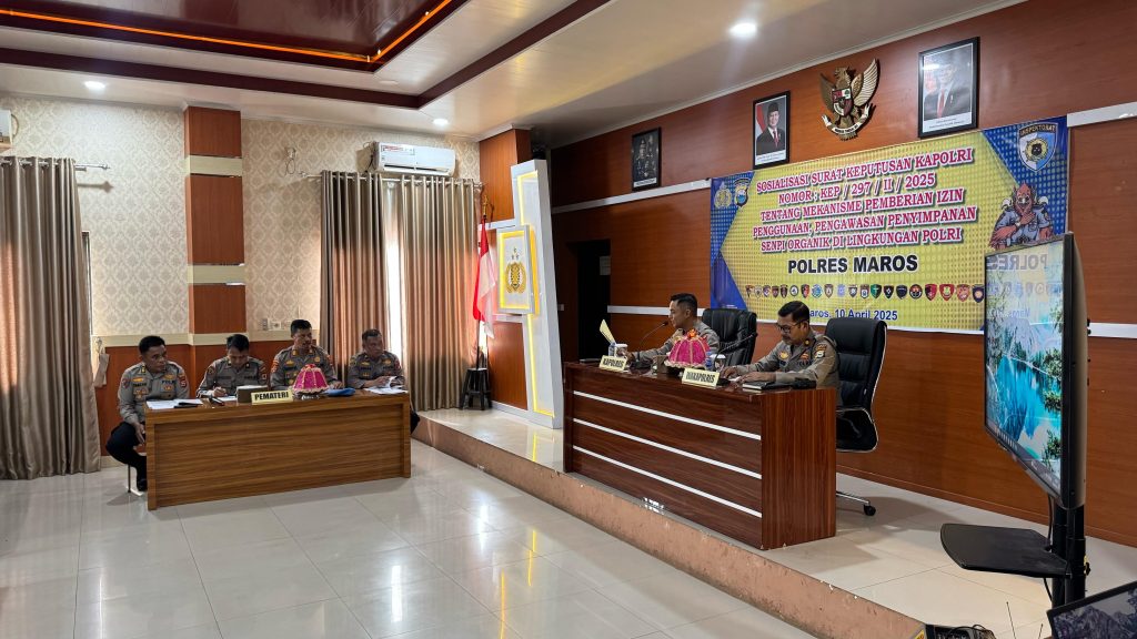 Kapolres Maros Pimpin Sosialisasi Peraturan Kapolri Tentang Mekanisme Penggunaan Senjata Api
