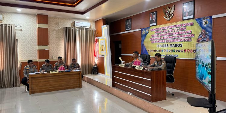 Kapolres Maros Pimpin Sosialisasi Peraturan Kapolri Tentang Mekanisme Penggunaan Senjata Api