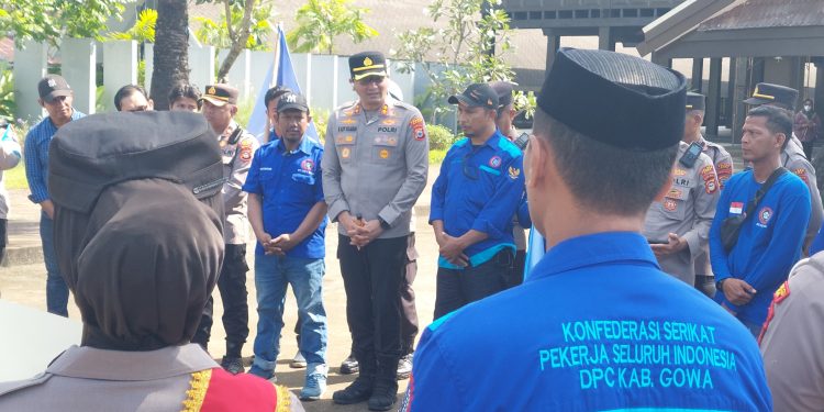 Peringati Hari Buruh, Kapolres Gowa Doa Bersama Dengan Serikat Pekerja Seluruh Indonesia