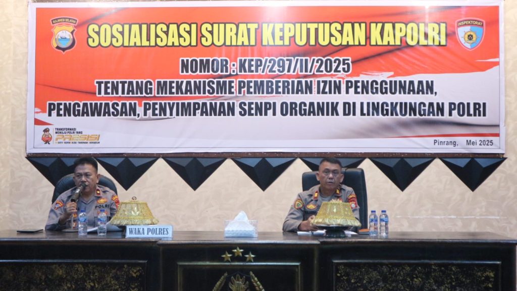 Tingkatkan Disiplin Anggota, Polres Pinrang Sosialisasi Mekanisme Penggunaan dan Pengawasan Senpi