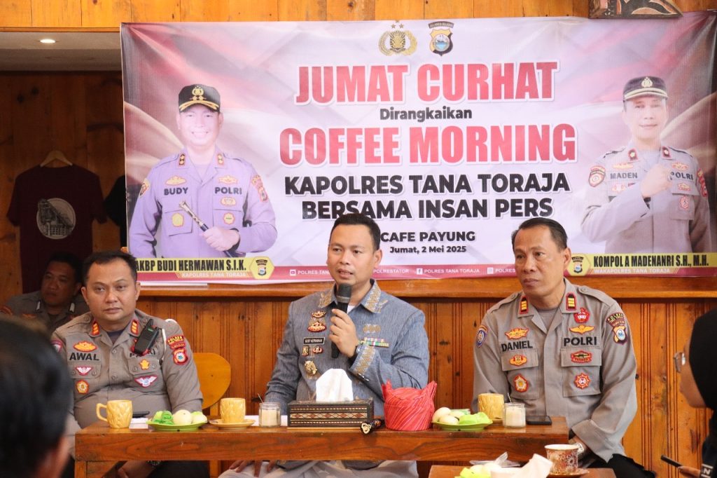 Kapolres Tana Toraja Gelar Jumat Curhat dan Ngopi Bareng Dengan Insan Pers