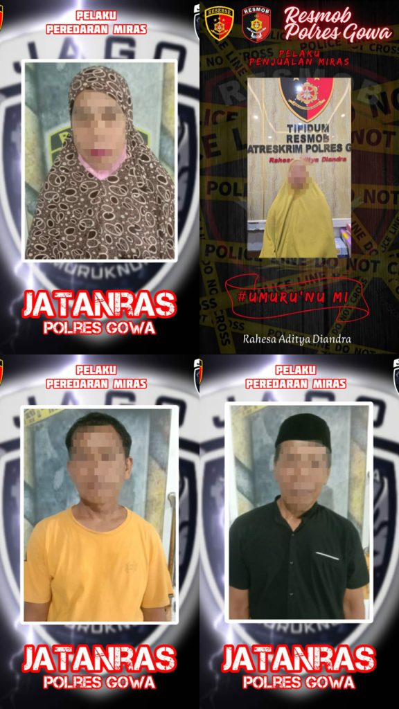 Unit Resmob Polres Gowa Amankan 4 Pelaku Yang Terlibat Dalam Peredaran Miras