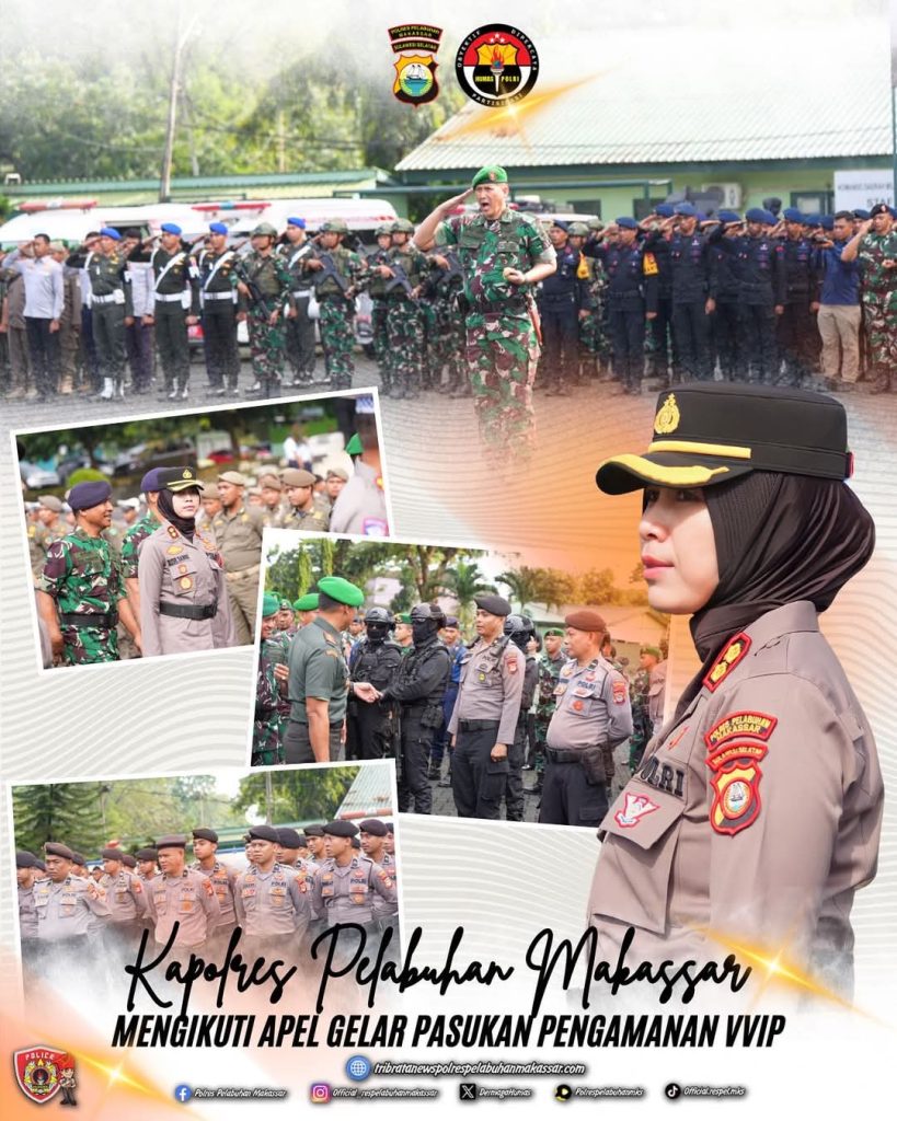 Kapolres Pelabuhan Makassar Hadiri Apel Gelar Pasukan Pengamanan VVIV Jelang Kungker Ibu Wapres 