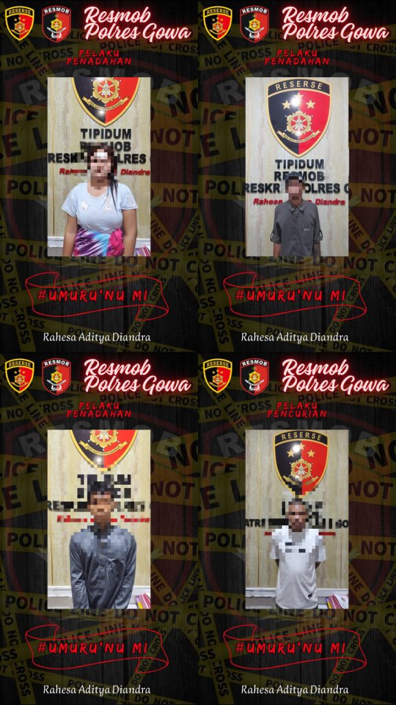 Unit Resmob Polres Gowa Amankan Empat Pelaku Pencurian dan Penadahan HP di Makassar