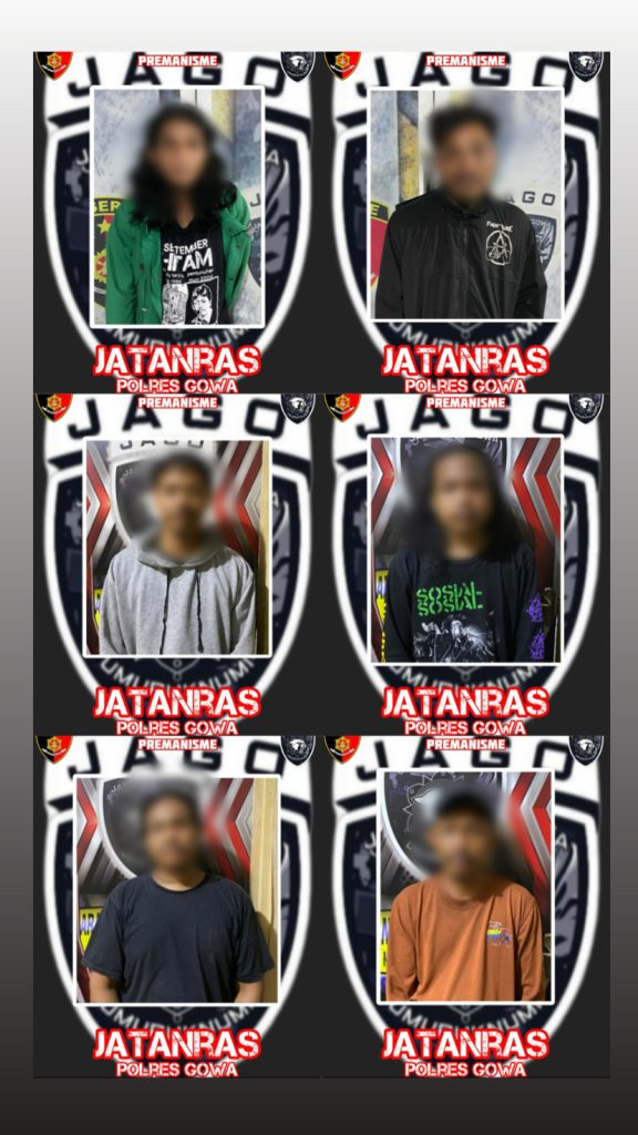 Unit Jatanras Satreskrim Polres Gowa Amankan Enam Pelaku Premanisme di Batas Kota