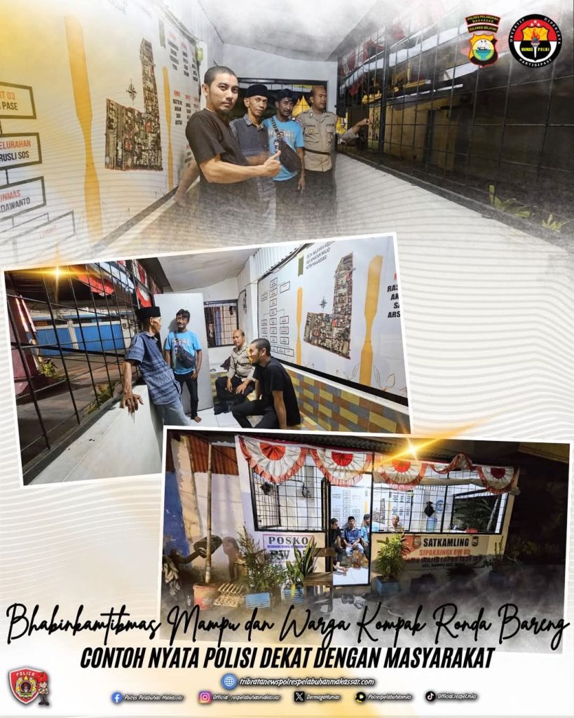 Bhabinkamtibmas Polres Pelabuhan Makassar Kompak Ronda Bersama Dengan Masyarakat