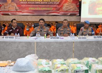 Rilis Ops Antik Lipu, Polrestabes Makassar Amankan 10 Kg Sabu dan Menghemat Anggaran Rehabilitas Hingga Rp 600 Miliar