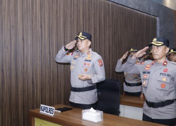 Kapolres Pinrang Ikuti Upacara Pemuliaan Nilai-Nilai Tribrata Secara Virtual