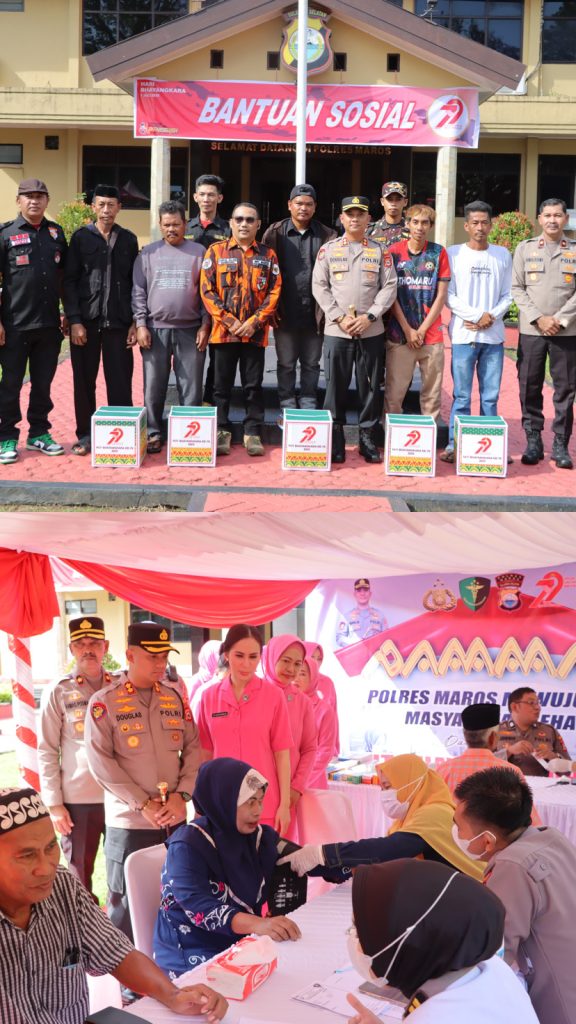 Dalam Rangka Hari Bhayangkara ke-79, Kapolres Maros Beri Bantuan dan Pengobatan Gratis Untuk Masyarakat