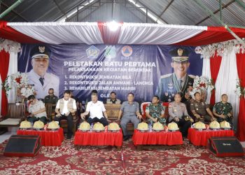 Kapolres Pinrang Hadiri Peletakan Batu Pertama Rekonstruksi dan Rehabilitasi Infrastruktur Pasca Bencana