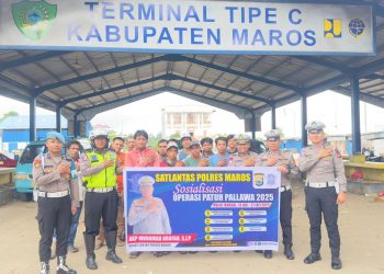 Personel Sat Lantas Polres Maros Sosialisasi Pelanggaran Prioritas Operasi Patuh Pallawa 2025
