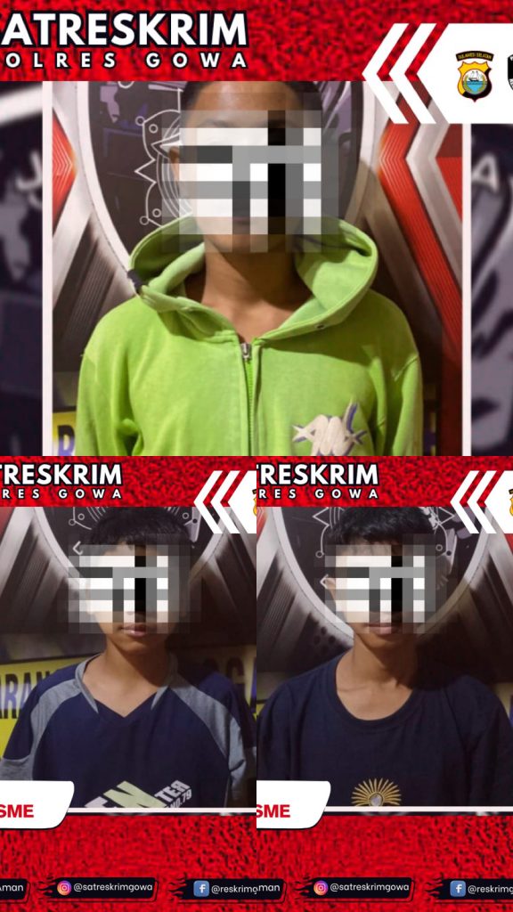 Unit Jatanras Polres Gowa Tangkap Tiga Remaja Yang Terlibat Aksi Premanisme di Pallangga