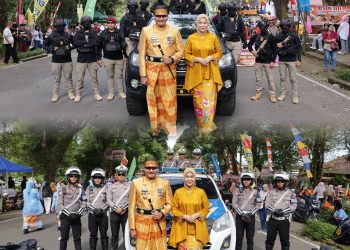 Kapolres Gowa Bersama Ketua Bhayangkari Hadiri Karnaval Beautiful Malino 2025