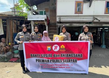 Polwan Polres Selayar Gelar Bakti Sosial dan Anjangsana Dalam Rangka Peringatan HUT ke-77 Polwan