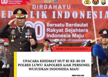 Pimpin Upacara HUT RI ke-80, Kapolres Luwu Ajak Personel Wujudkan Indonesia Maju