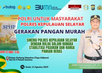 Gelar Gerakan Pangan Murah, Polres Selayar Siapkan 6 Ton Beras Murah di 5 Lokasi