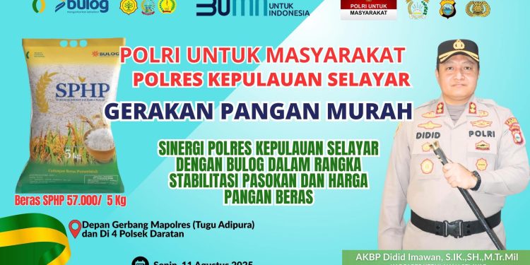 Gelar Gerakan Pangan Murah, Polres Selayar Siapkan 6 Ton Beras Murah di 5 Lokasi
