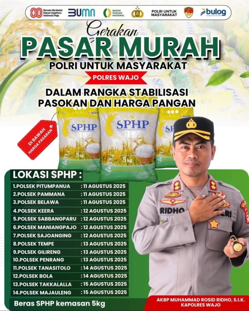 Gelar Gerakan Pasar Murah, Kapolres Wajo: Untuk Meringankan Beban Ekonomi Masyarakat