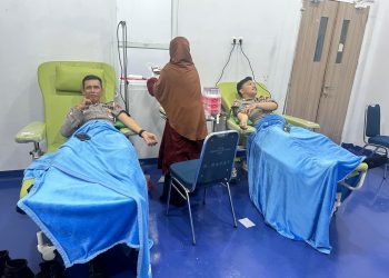 Dalam Rangka Hari Lalu Lintas Bhayangkara ke-70, Personel Satlantas Polres Maros Gelar Donor Darah