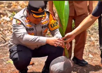 Dukung Ketahanan Pangan, Kapolres Kepulauan Selayar Tanam Bibit Kelapa di Saburangia