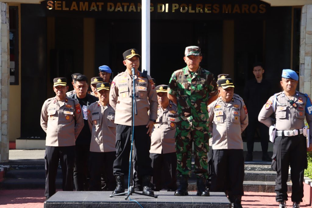 Kapolres Maros bersama Dandim 1422 Pimpin Apel Persiapan Pengamanan Unras