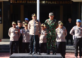 Kapolres Maros bersama Dandim 1422 Pimpin Apel Persiapan Pengamanan Unras