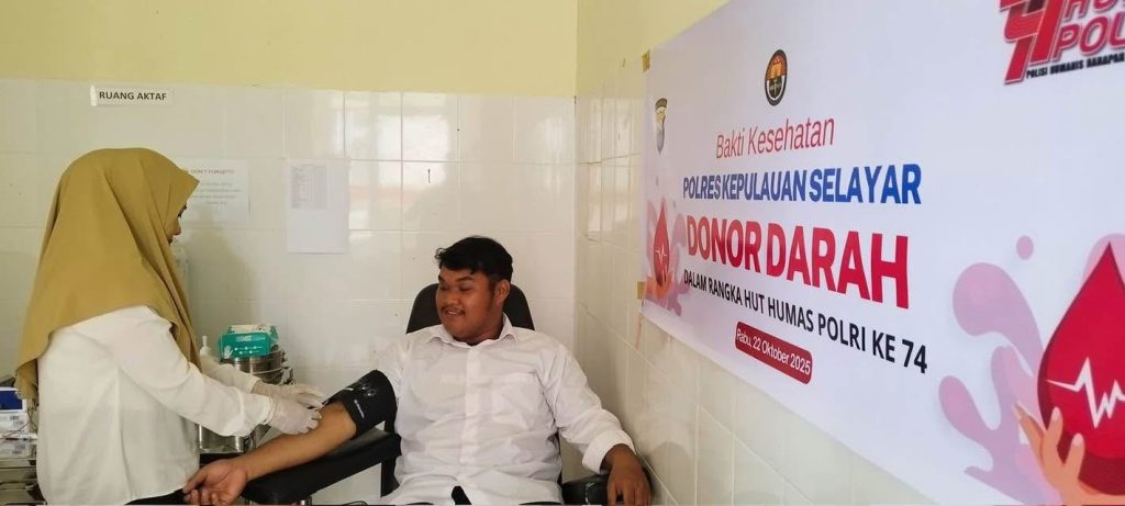 Dalam Rangka HUT ke-74 Humas Polri, Polres Selayar Gelar Bakti Kesehatan Donor Darah