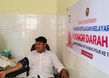 Dalam Rangka HUT ke-74 Humas Polri, Polres Selayar Gelar Bakti Kesehatan Donor Darah