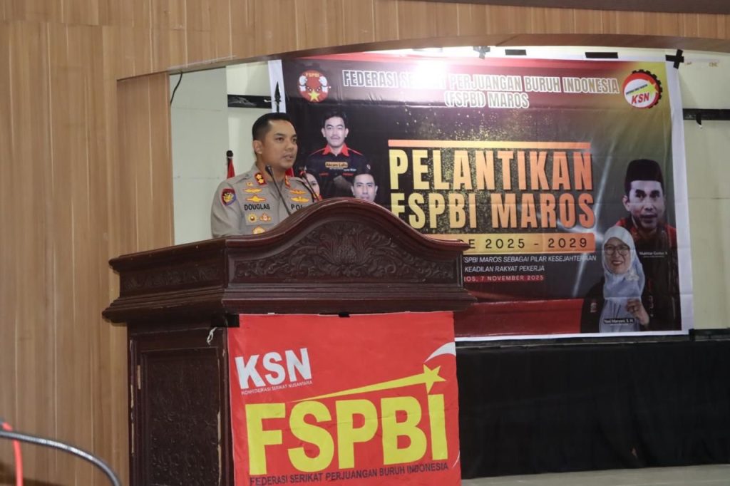 Kapolres Maros Hadiri Pelantikan Pengurus Federasi Serikat Perjuangan Buruh Indonesia