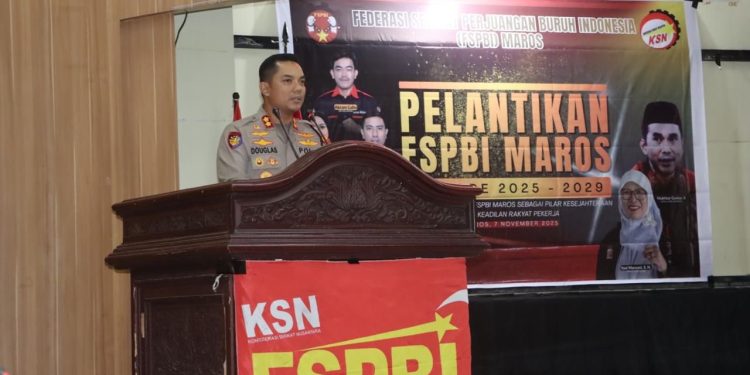 Kapolres Maros Hadiri Pelantikan Pengurus Federasi Serikat Perjuangan Buruh Indonesia