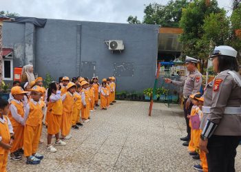 Satlantas Polres Tana Toraja Kenalkan Tertib Lalu Lintas Sejak Dini ke Anak TK Bhayangkari