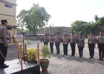 Kapolres Soppeng Pimpin Upacara Laporan Kenaikan Pangkat Personel