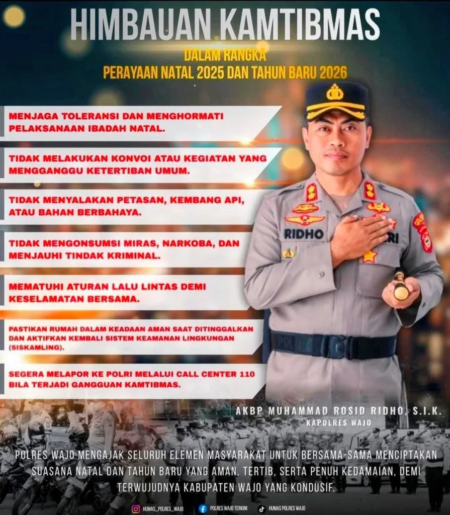 Jelang Tahun Baru 2026, Kapolres Wajo Keluarkan Himbauan Untuk Masyarakat