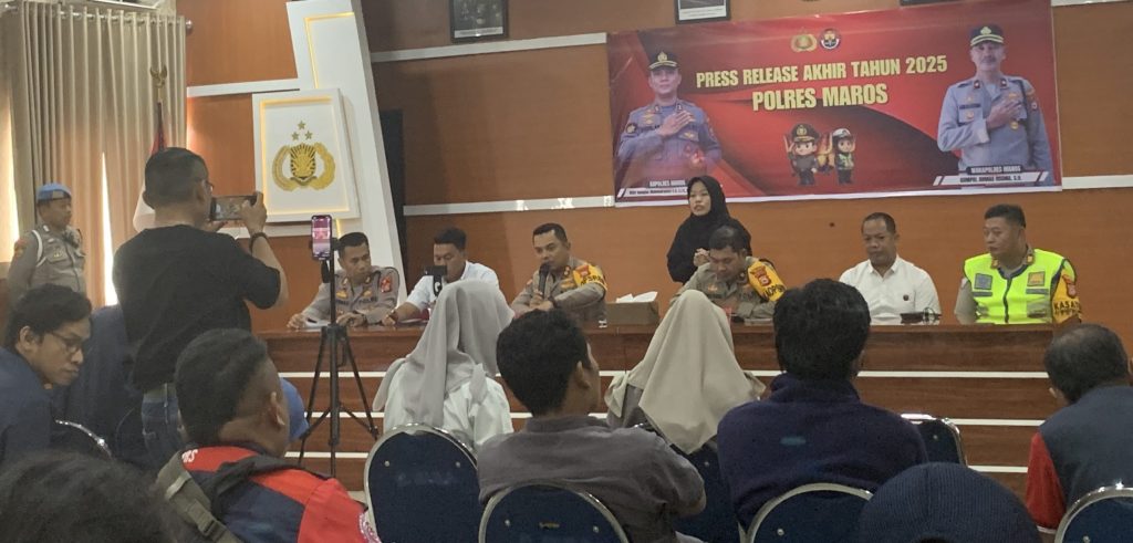 Kapolres Maros Pimpin Rilis Akhir Tahun, Ini Sejumlah Kasus Yang Mengalami Peningkatan dan Penurunan